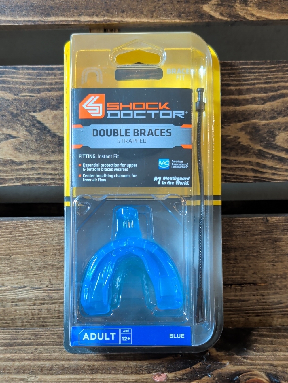 Shock Doctor Blue Double Braces Strapped Adult Mouthguard (Age 12+)